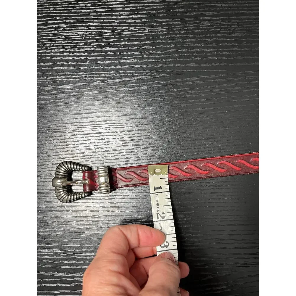Unique Vintage Boho/Western Red Leather Belt